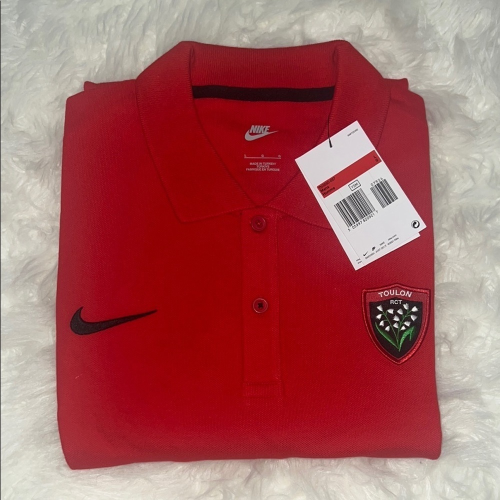Nike Rugby Club Toulon Men's Red Polo Shirt Size Large